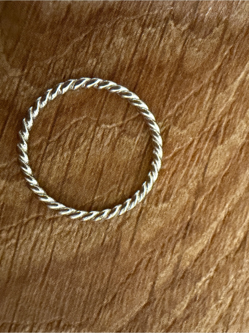 Silver Toned Twisted Rope Stackable Ring - Picture 2 of 3